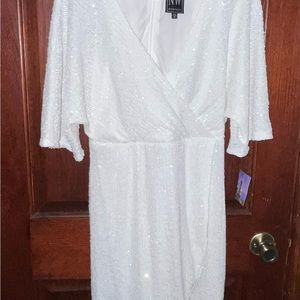 NWT NightWay 1/2 Sleeve Sequin Wrap Dress Size 8